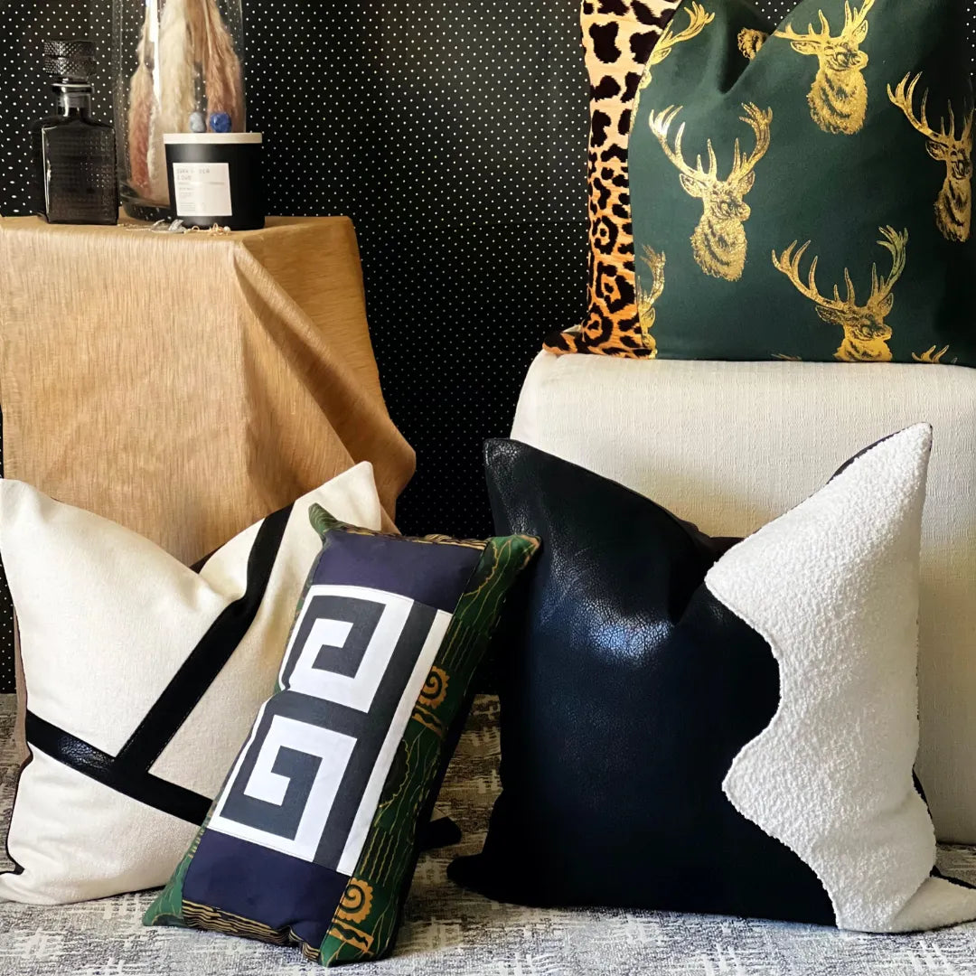black and white Boucle pillow