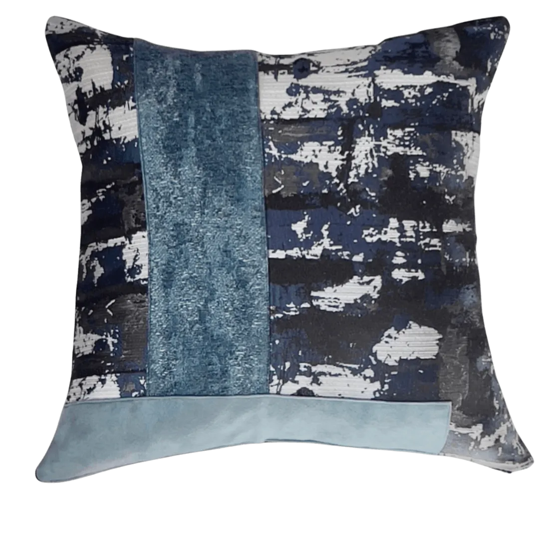 Metallic blue decorative pillow