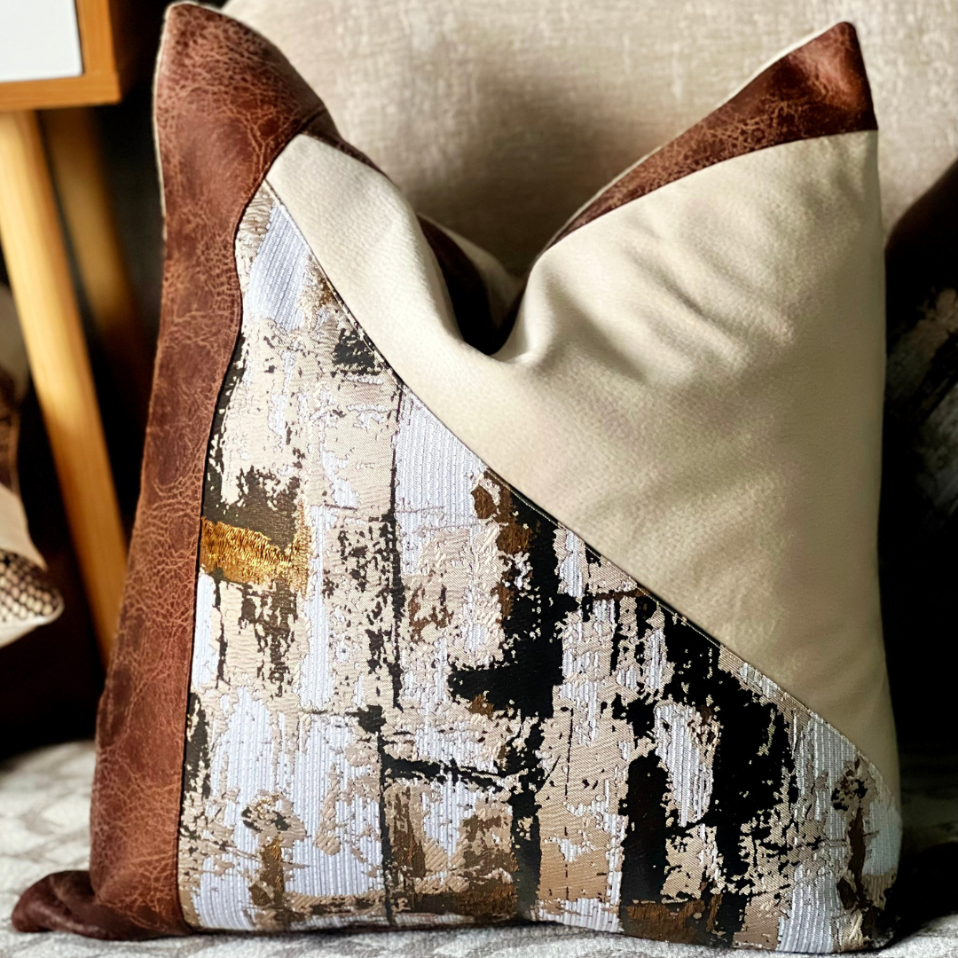 Brown metallic decorative pillow