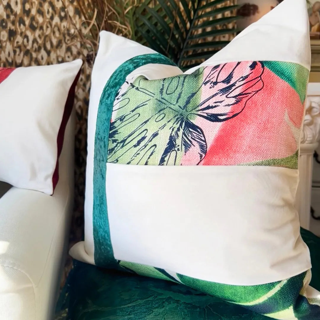 green floral decorative pillow