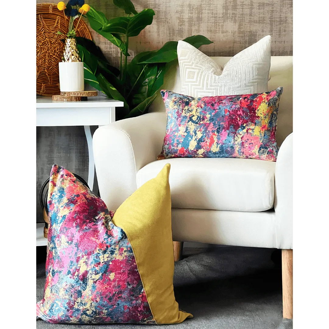 colorful pink and yellow pillow EmbellyshHome