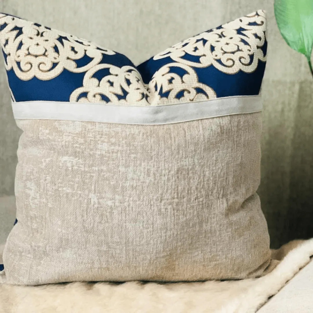 Blue and Beige decor pillow - EmbellyshHome