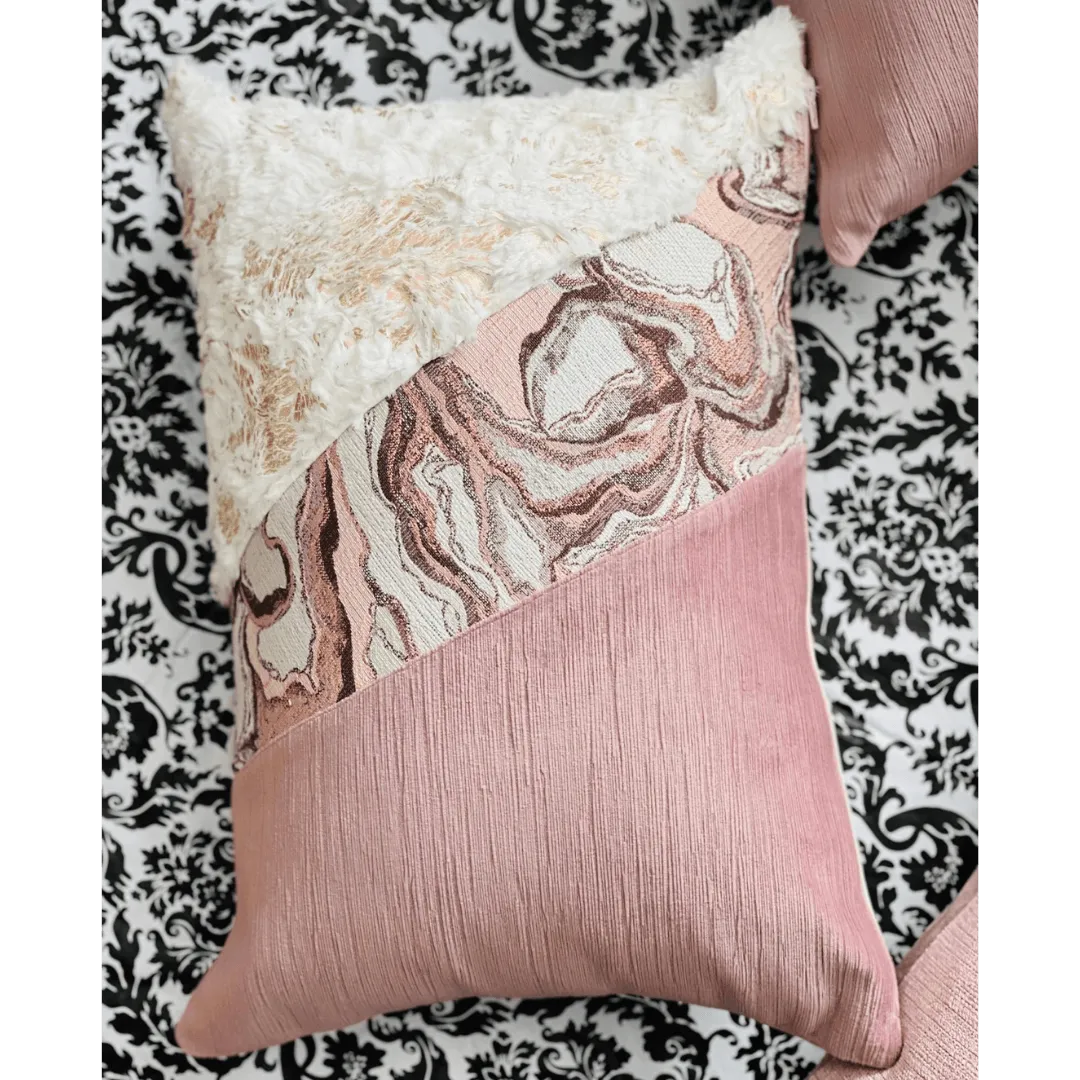 Pink Faux Fur lumbar pillow