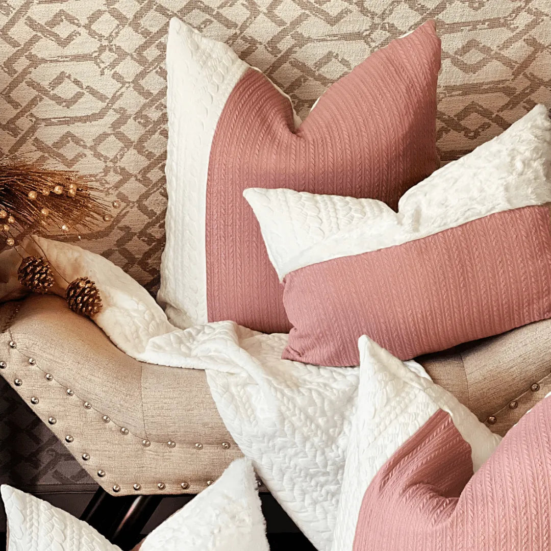 pink and white pillow
