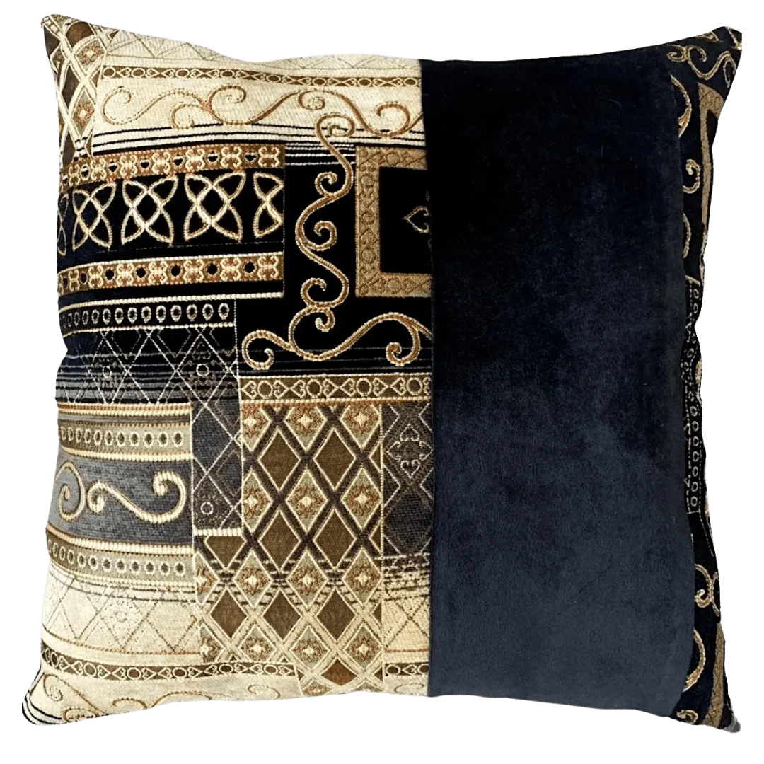 black and gold pillow by EmbellyshHome
