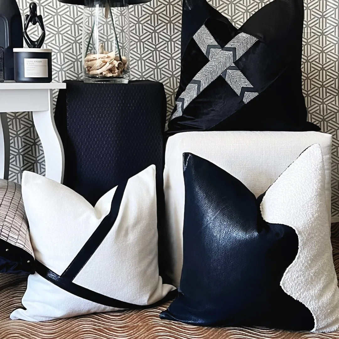 black and white Boucle pillow 