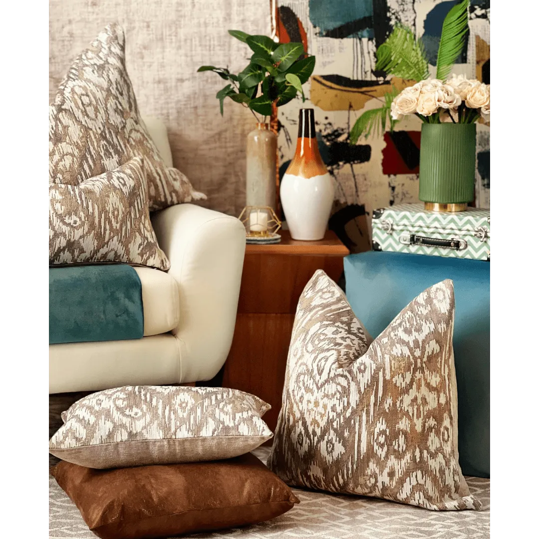 Neutral Ikat decorative pillow