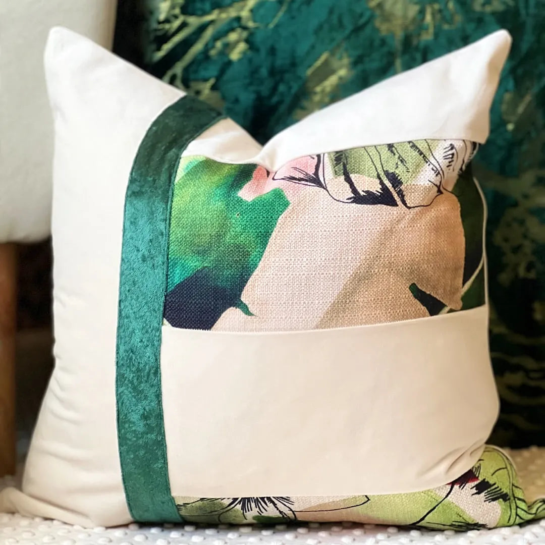 green floral decorative pillow