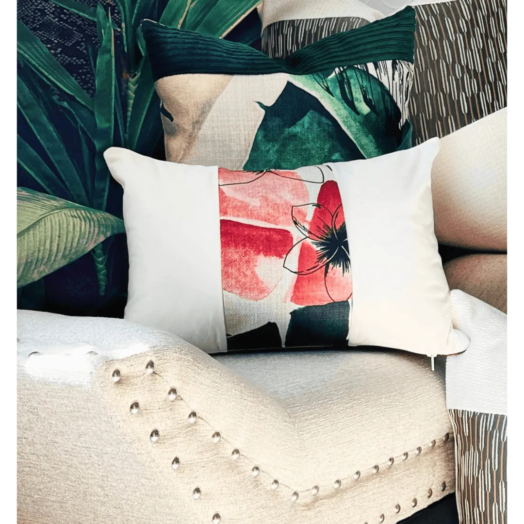 red floral throw pillow
