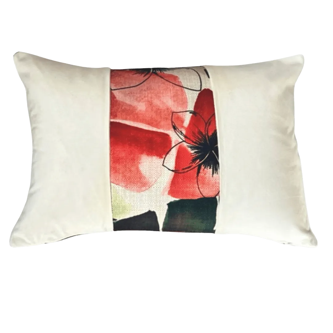 red floral throw pillow