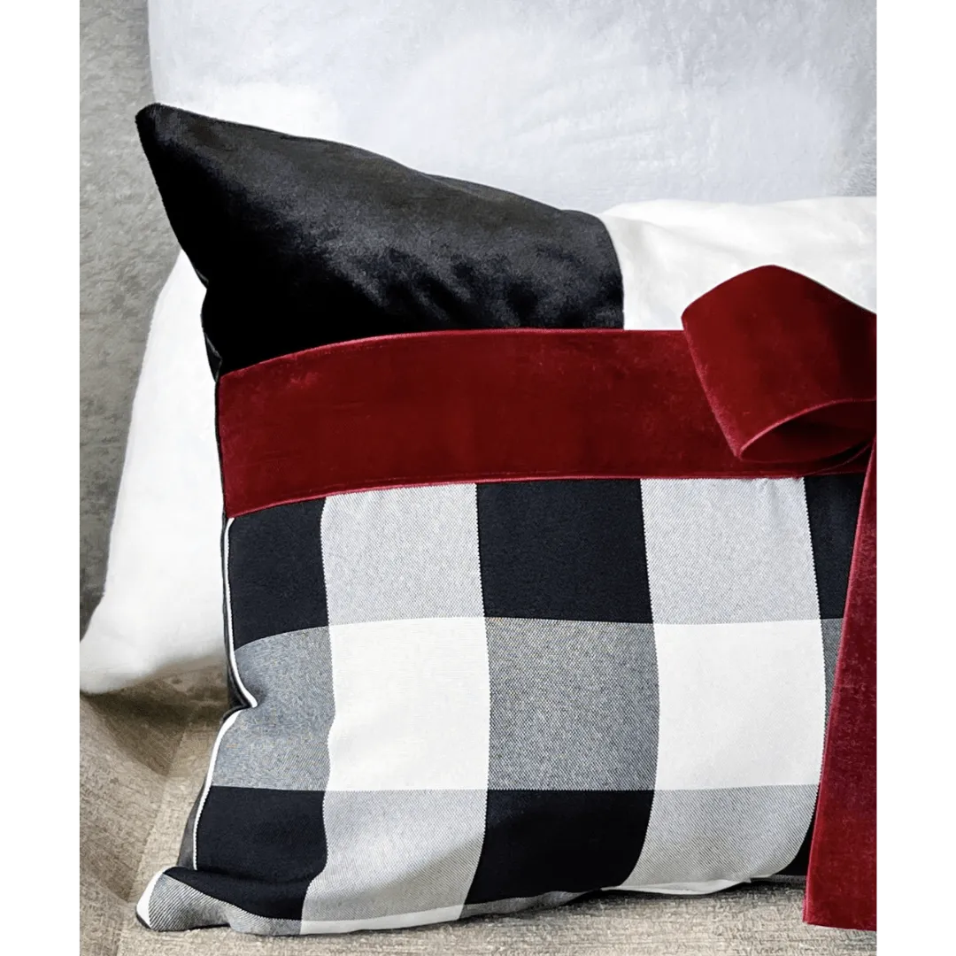 black and white Christmas pillow