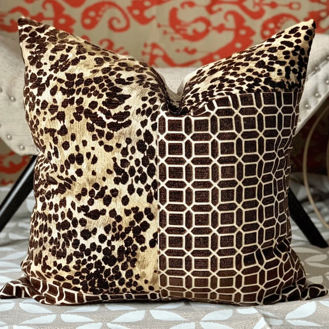 brown animal print pillow