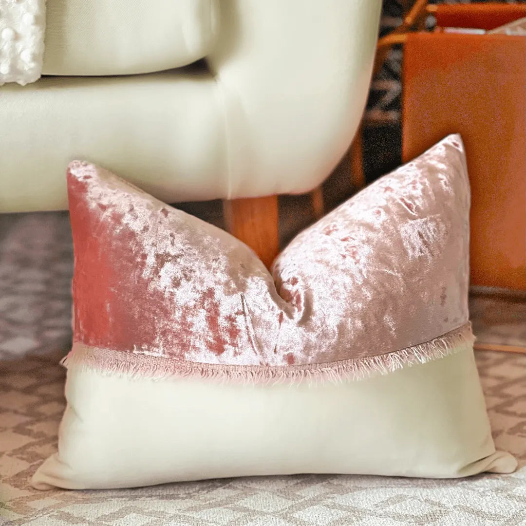 rose pink velvet pillow