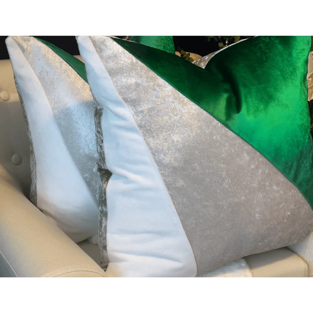 white and silver Christmas pillow