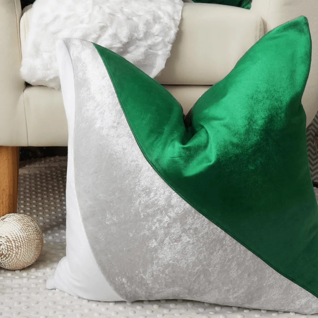 white and green Christmas pillow