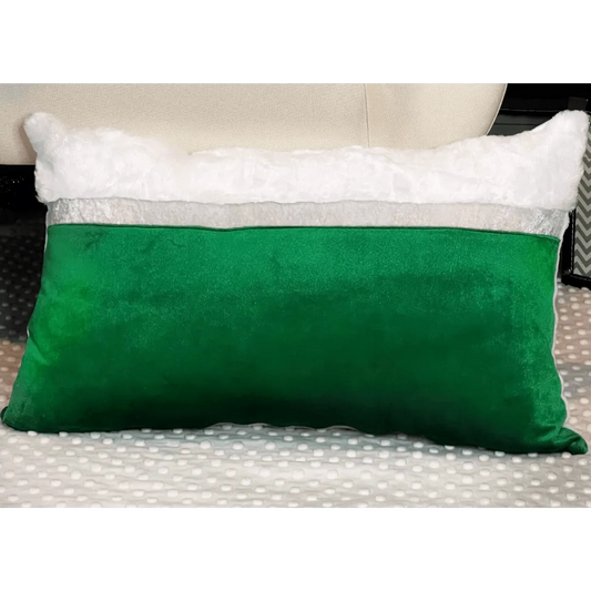 white and green Christmas pillow
