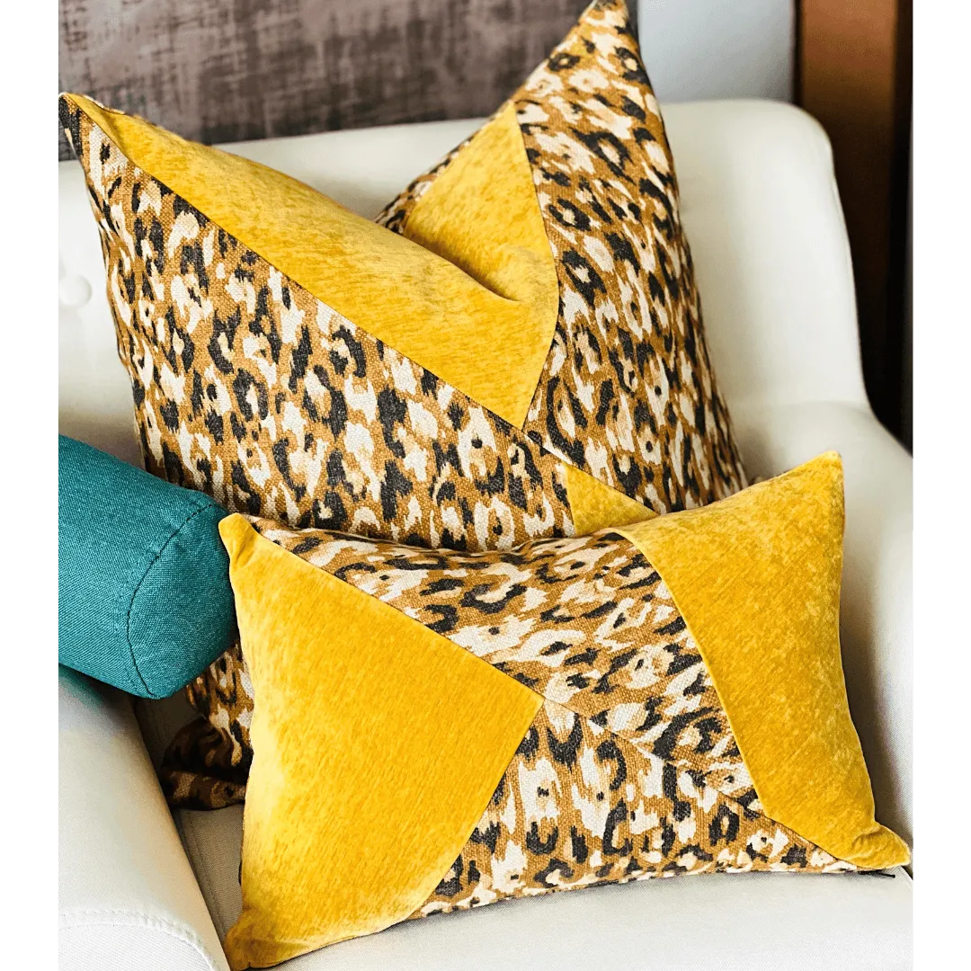 yellow cheetah pillow