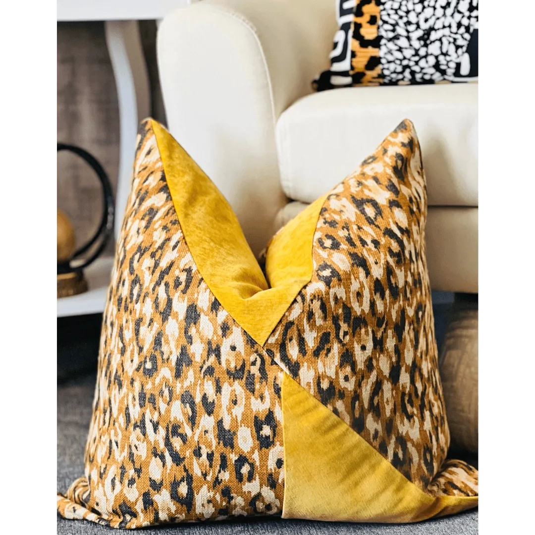 yellow cheetah pillow