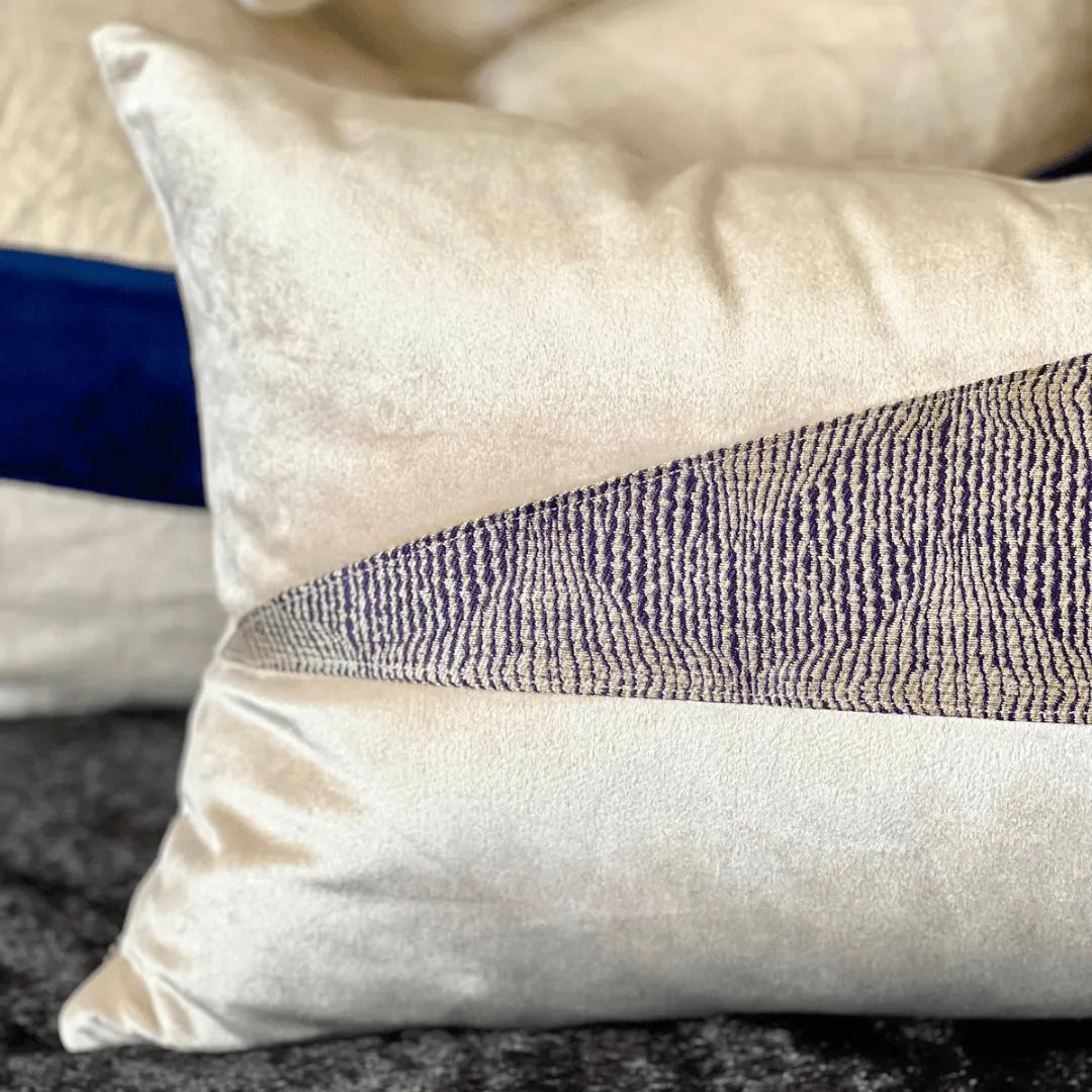Blue and beige shimmery Christmas pillow