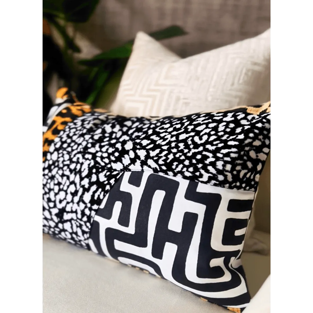 Black and white animal print pillow