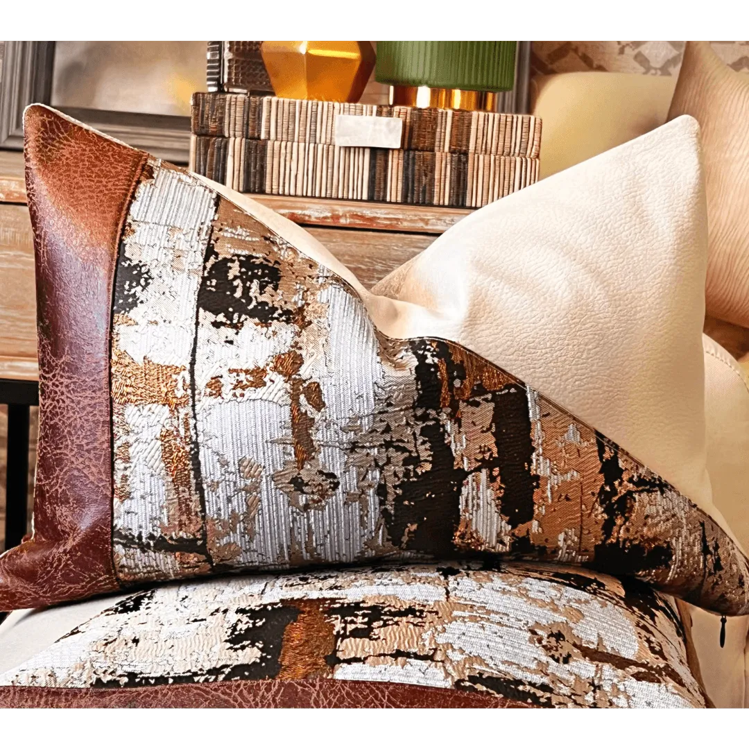 Brown metallic decorative pillow