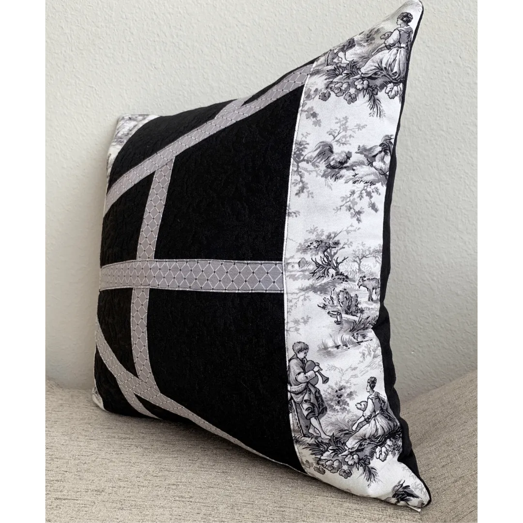black and white Toile pillow