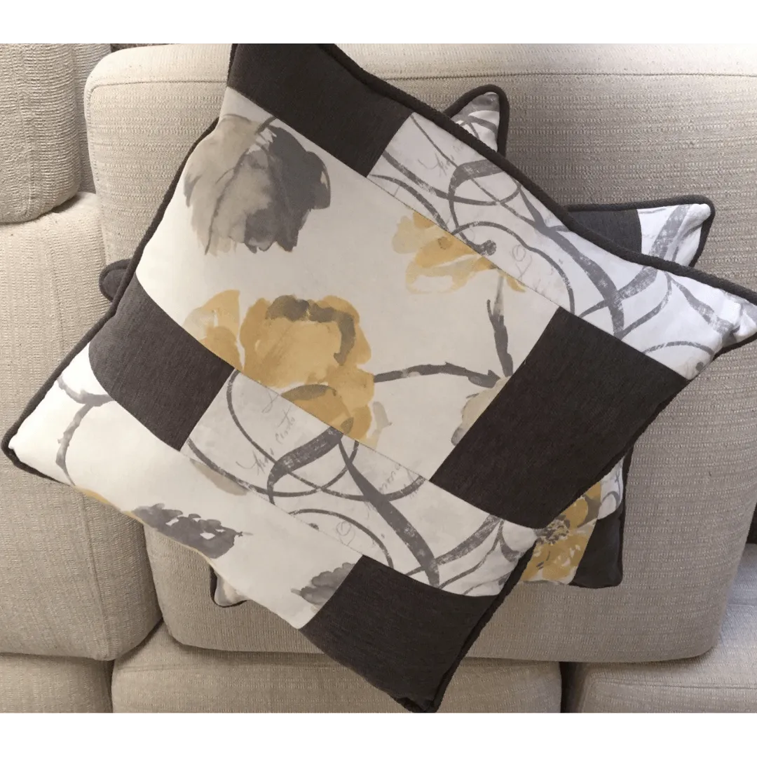 Yellow and Gray Floral pillow