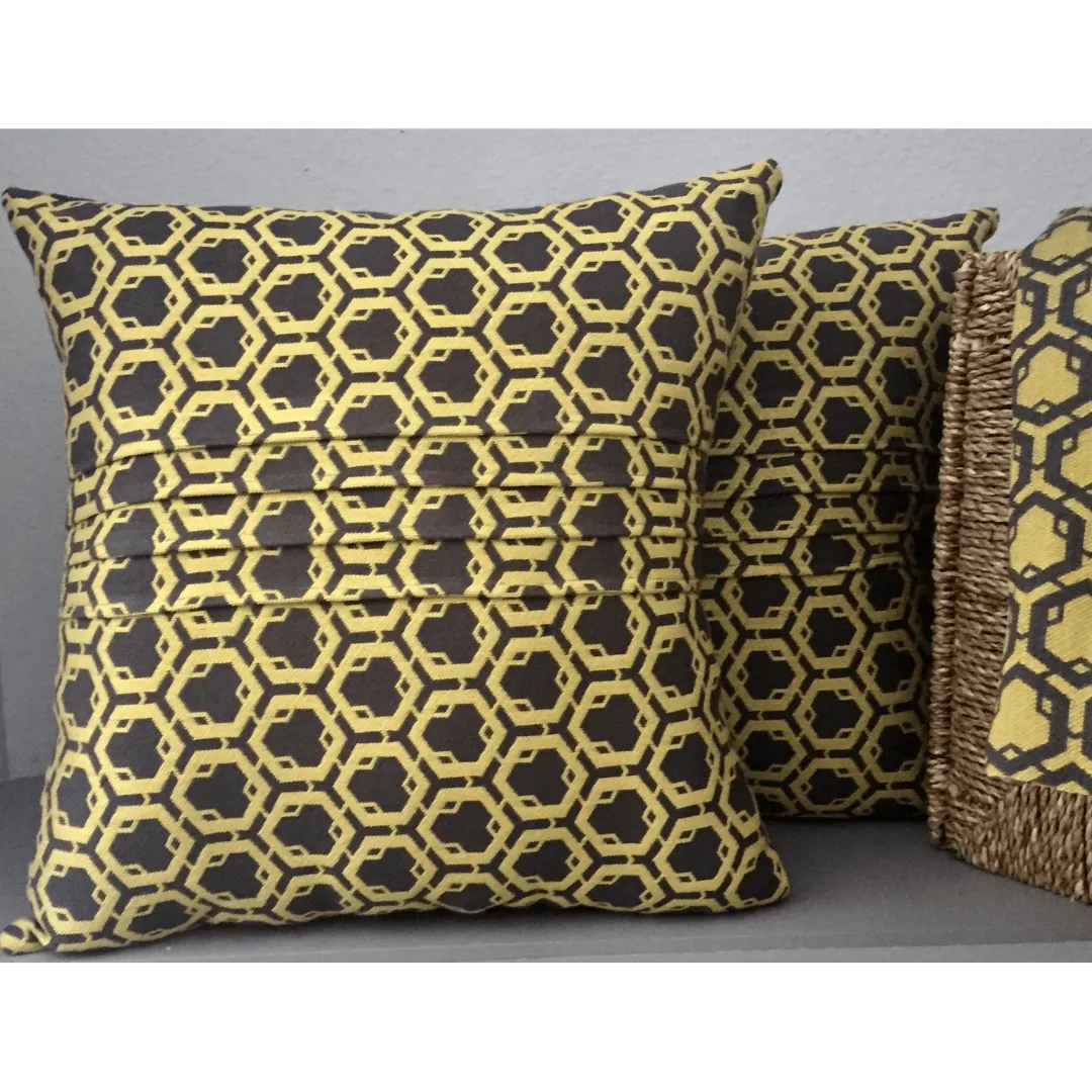 Yellow and Gray Honeycomb pillow